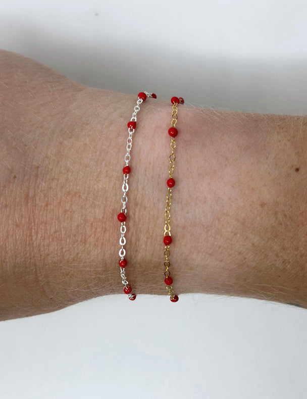 Red Enamel Chain: 14k Gold Filled or 925 Sterling Silver