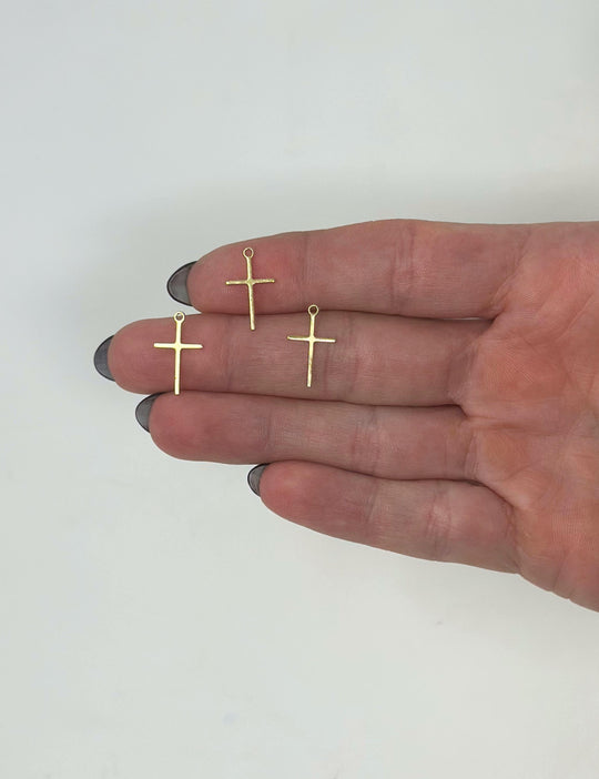 Dangle Cross Charm: 14k Gold Filled and 925 Sterling Silver