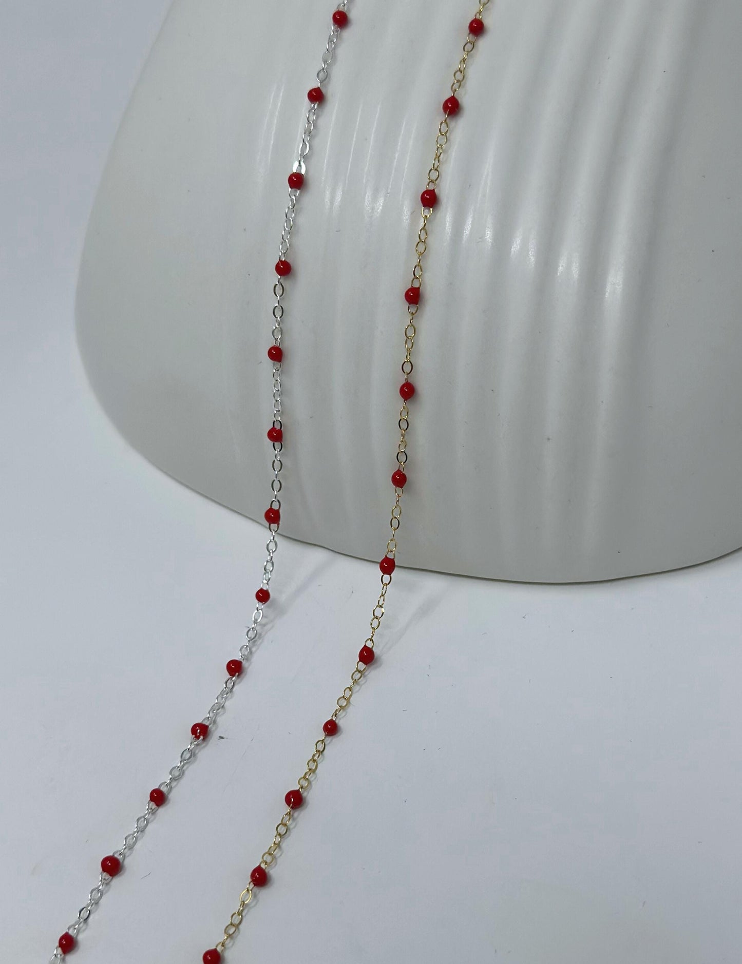 Red Enamel Chain: 14k Gold Filled or Sterling Silver