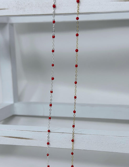 Red Enamel Chain: 14k Gold Filled or 925 Sterling Silver