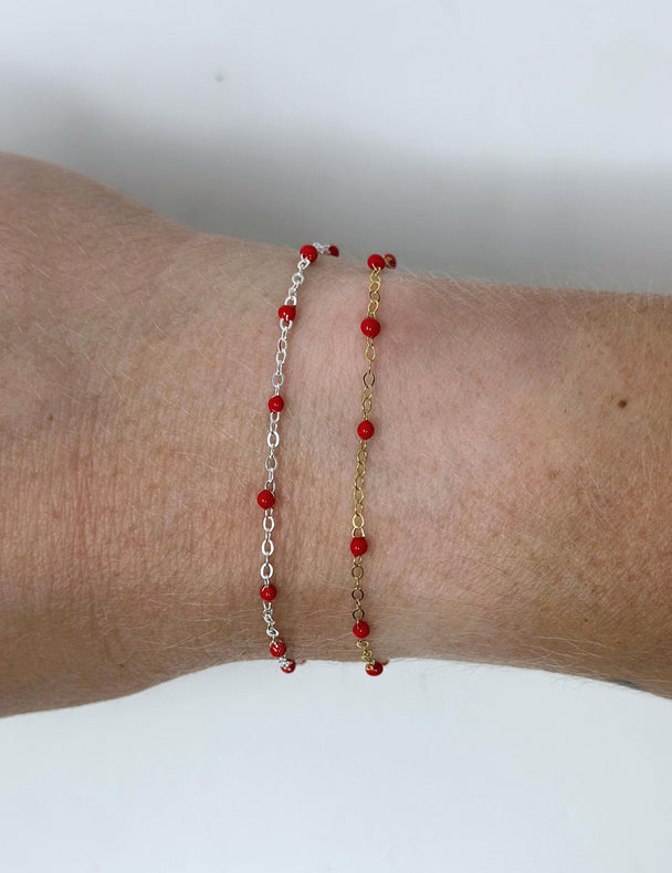 Red Enamel Chain: 14k Gold Filled or 925 Sterling Silver