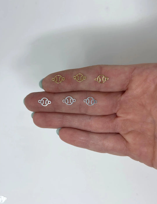 Baseball Connector Charm: 14k Gold Filled or 925 Sterling Silver