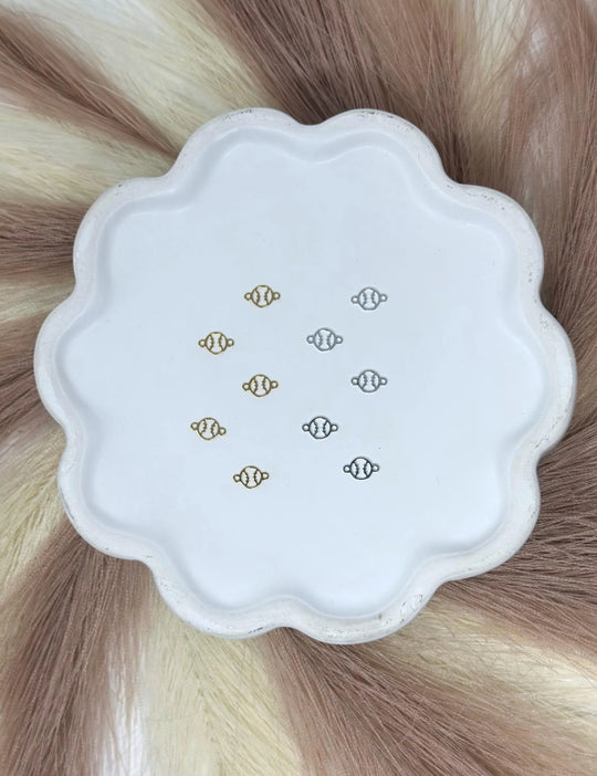 Baseball Connector Charm: 14k Gold Filled or 925 Sterling Silver