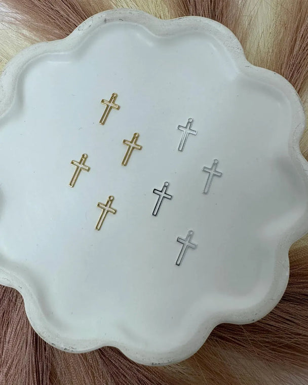 Dangle Cross Charm: 14k Gold Filled and 925 Sterling Silver