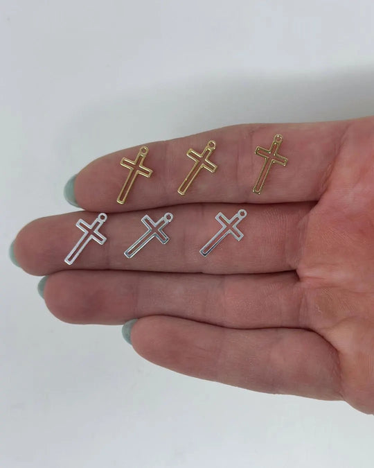 Dangle Cross Charm: 14k Gold Filled and 925 Sterling Silver