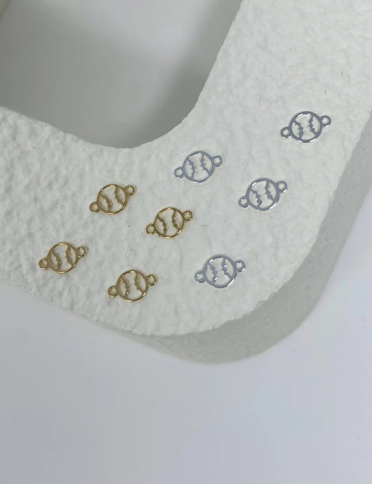 Baseball Connector Charm: 14k Gold Filled or 925 Sterling Silver