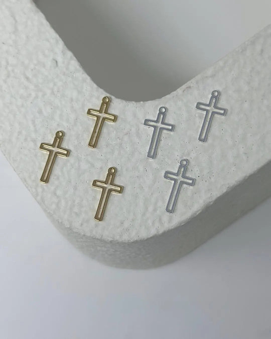 Dangle Cross Charm: 14k Gold Filled and 925 Sterling Silver