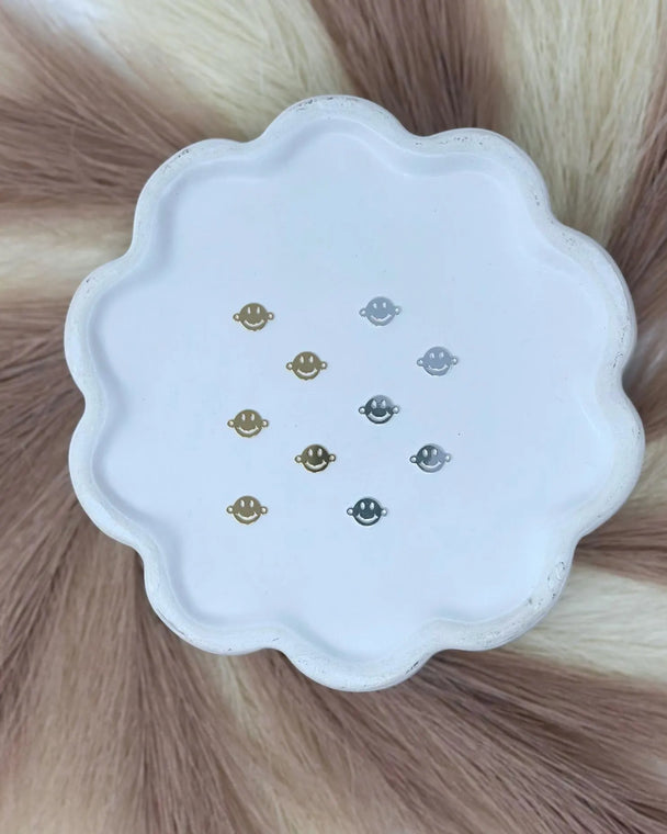 Smiley Face Charm Connector: 14k Gold Filled or Sterling Silver