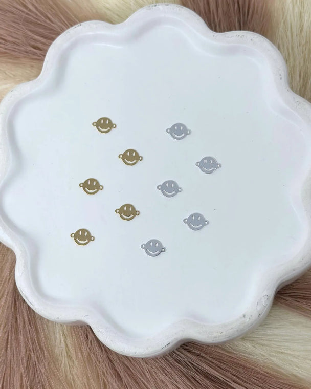 Smiley Face Charm Connector: 14k Gold Filled or Sterling Silver