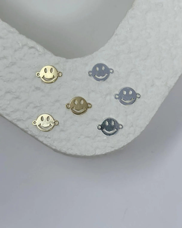 Smiley Face Charm Connector: 14k Gold Filled or Sterling Silver