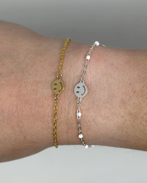 Smiley Face Charm Connector: 14k Gold Filled or Sterling Silver