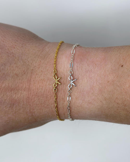 Bow Connector Charm: 14k Gold Filled or Sterling Silver