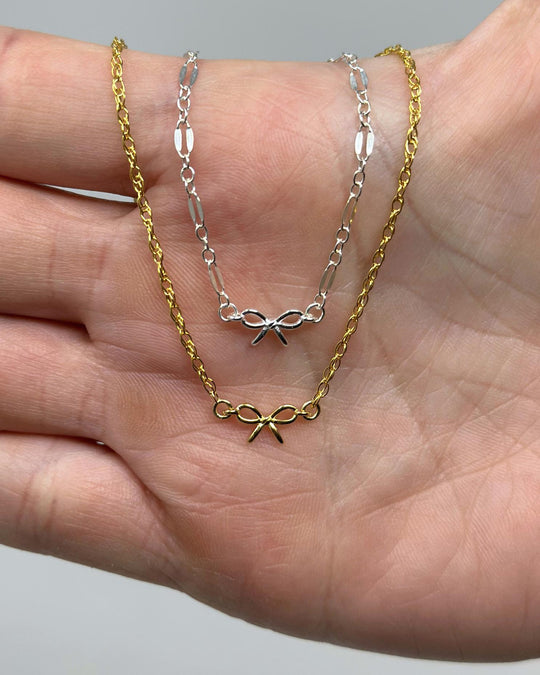 Bow Connector Charm: 14k Gold Filled or Sterling Silver