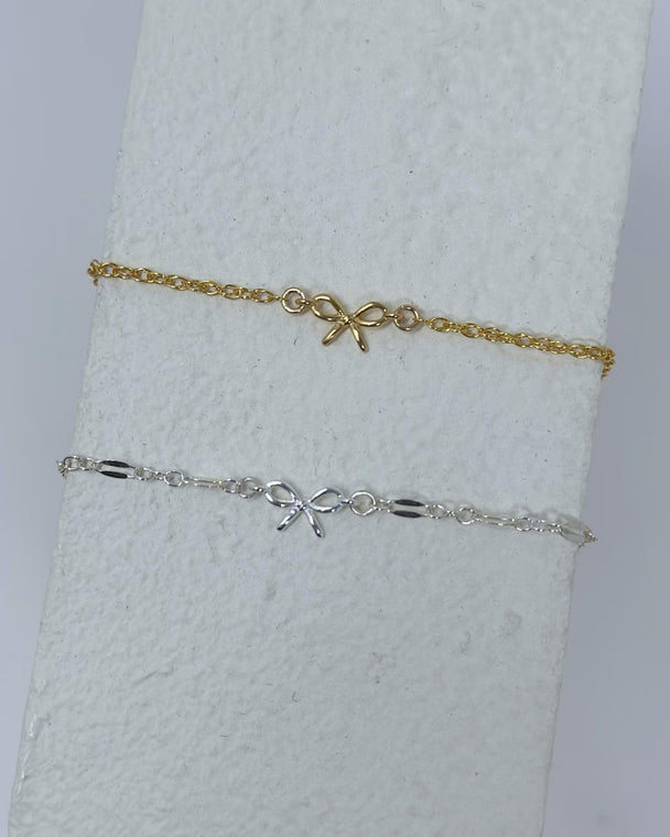 Bow Connector Charm: 14k Gold Filled or Sterling Silver