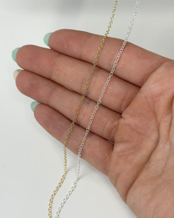 Cable Chain 1.5mm: 14k Gold Filled and 925 Sterling Silver